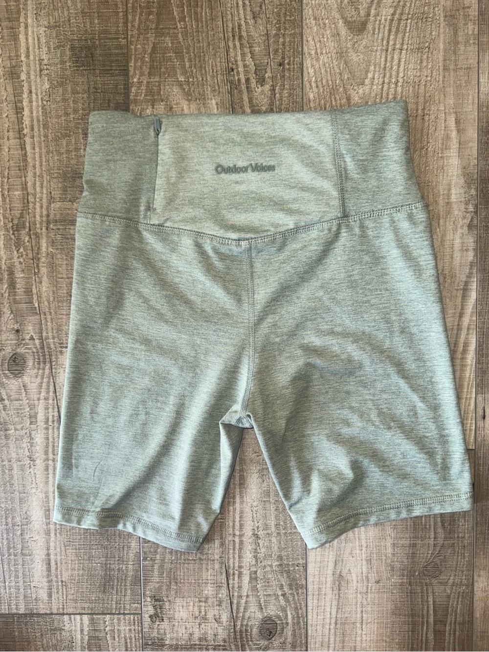 Outdoor Voices Light Sage High-Rise Bike Shorts
